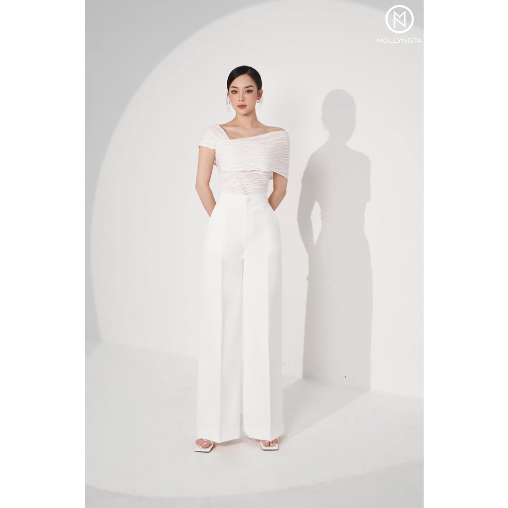 MOLLYNISTA - Áo Fuzzy thun chéo vai quyến rũ nữ tính thiết kế cao cấp đi chơi đi tiệc gợi cảm