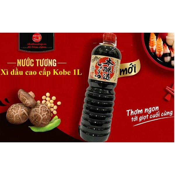 NƯỚC TƯƠNG THƯỢNG HẠNG KOBE BUSSAN 1L CHÍNH HÃNG, KHÔNG DÙNG ĐẬU TƯƠNG BIẾN ĐỔI GEN. - 10982