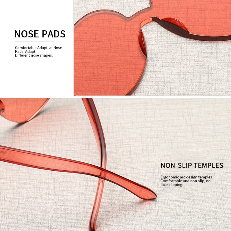 Kính Mát Một Mảnh Chống Tia UV Hình Trái Tim Nhiều Màu Tùy Chọn Thời Trang Unisex