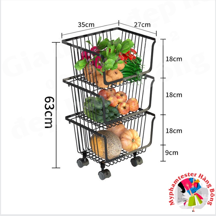 (HÀNG ĐẸP) Kệ sắt nhiều tầng có bánh xe để đồ dùng nhà bếp, nhà tắm