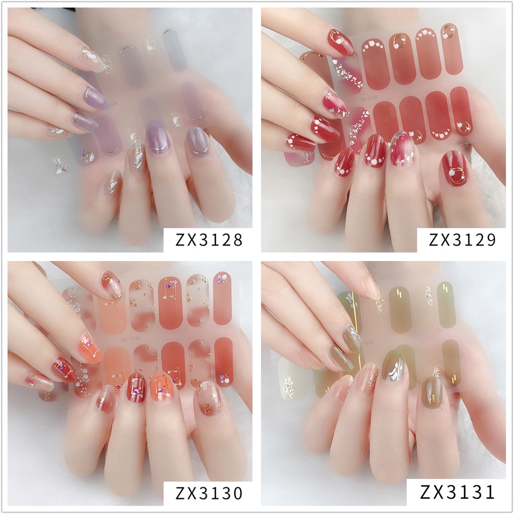 Miếng dán móng tay nghệ thuật 3D màu gradient ZX3114-3131