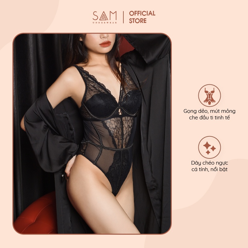 Bodysuit nữ SAM ren có gọng dẻo, mút mỏng che đầu ti; phù hợp mix với nhiều kiểu trang phục Anggee 6618