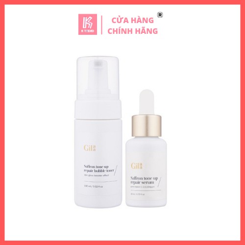 [TẶNG SON GILAA] Bộ đôi Gilaa Nước cân bằng dạng bọt bong bóng 100ml &amp; Tinh chất tươi dưỡng trắng 20ml