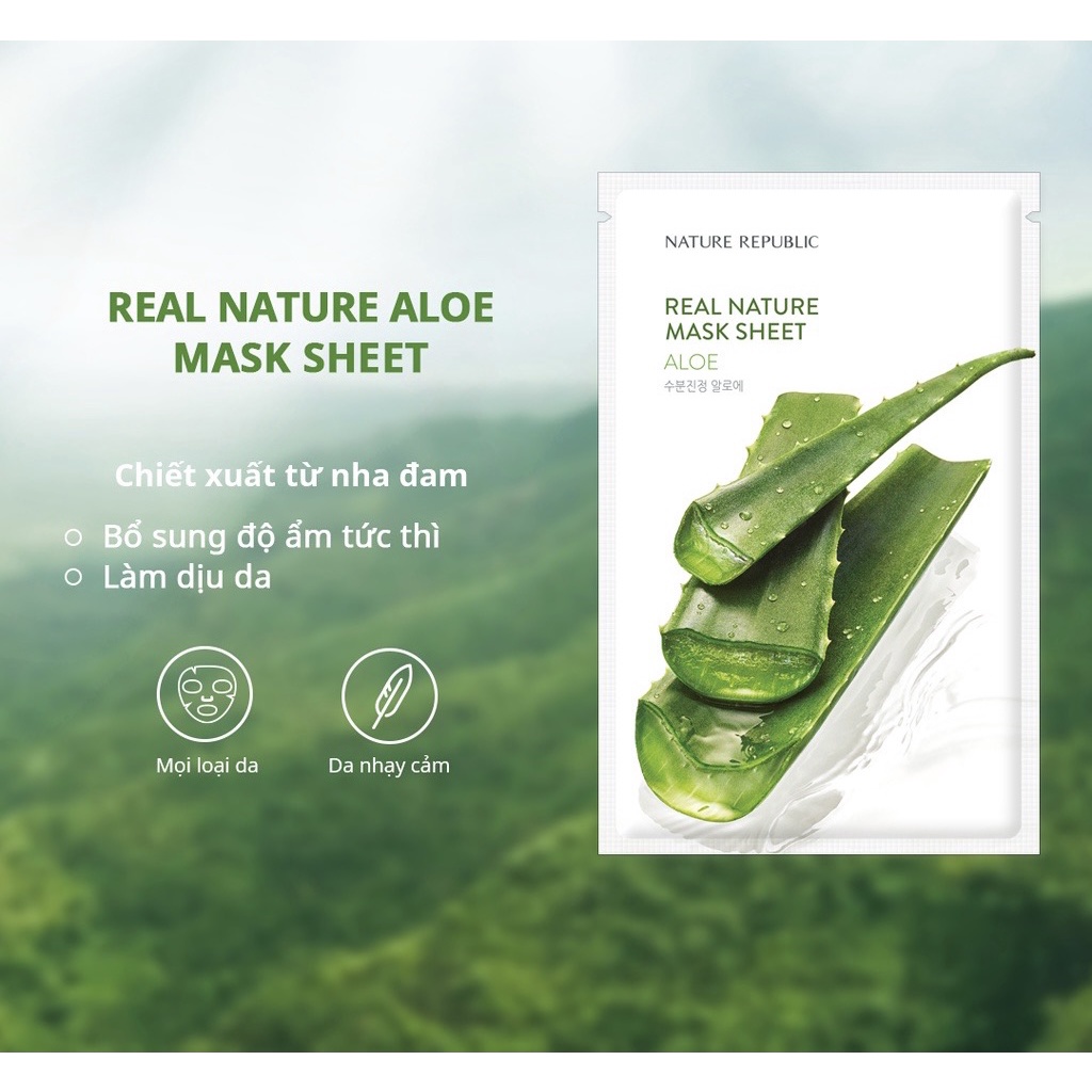 Mặt Nạ Dưỡng Ẩm Sáng Da Mềm Mịn Nature Republic Real Nature Mask Sheet 23ml