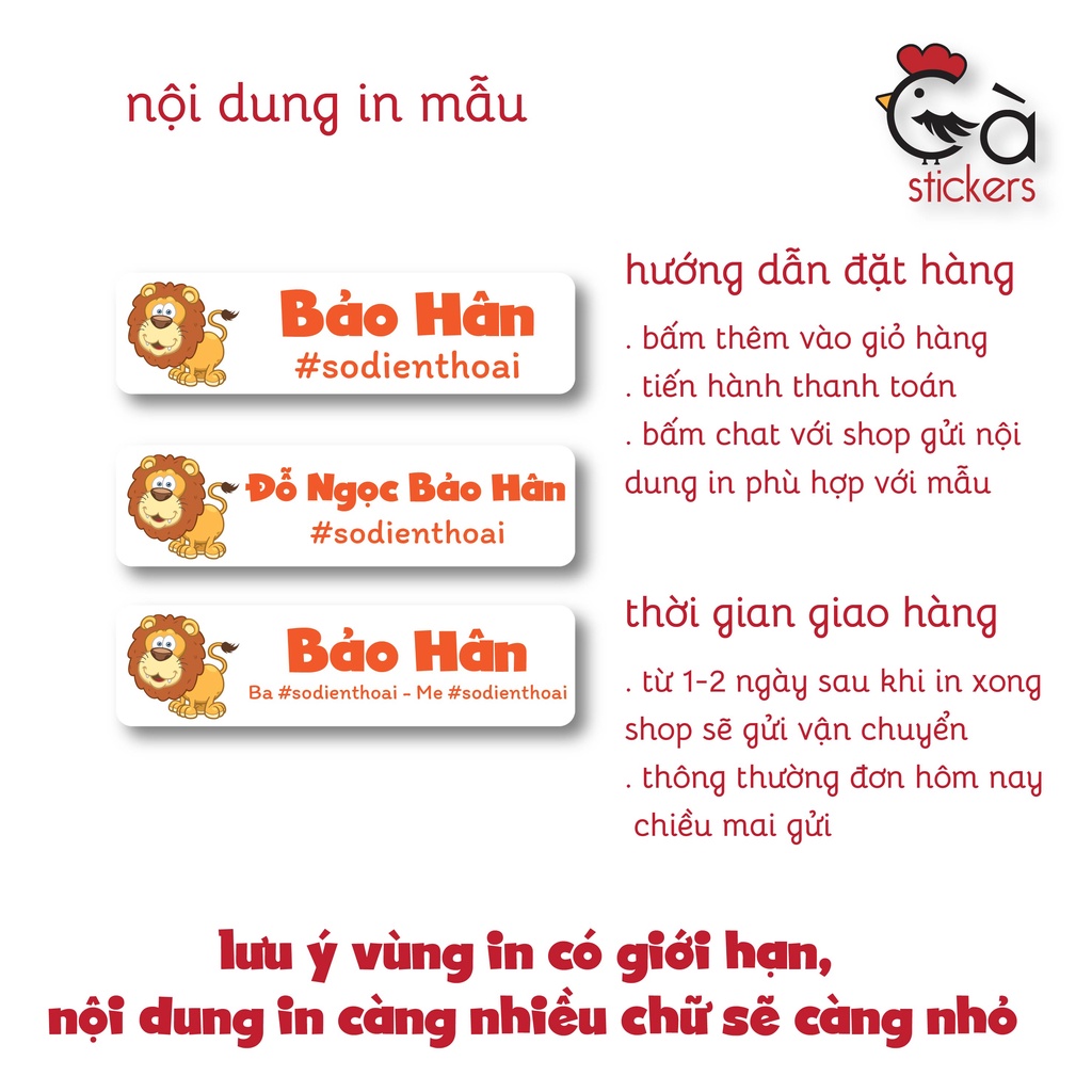 Sticker ủi áo in tên trẻ em GaStickers UT-C01 bộ 60 miếng kích thước 1,5 x 5,6 cm