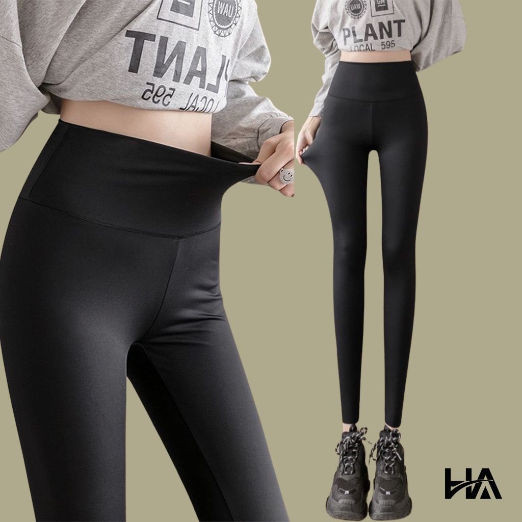 Quần legging nữ HA207 dài nâng mông lưng cạp cao giữ nhiệt leggin thun ôm bó vải dày dặn bigsize