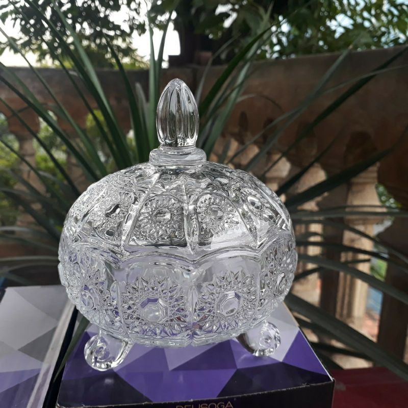 Hũ thủy tinh pha lê đựng mứt tết hạt dưa hạt bí, thố thủy tinh cao cấp có nắp đậy