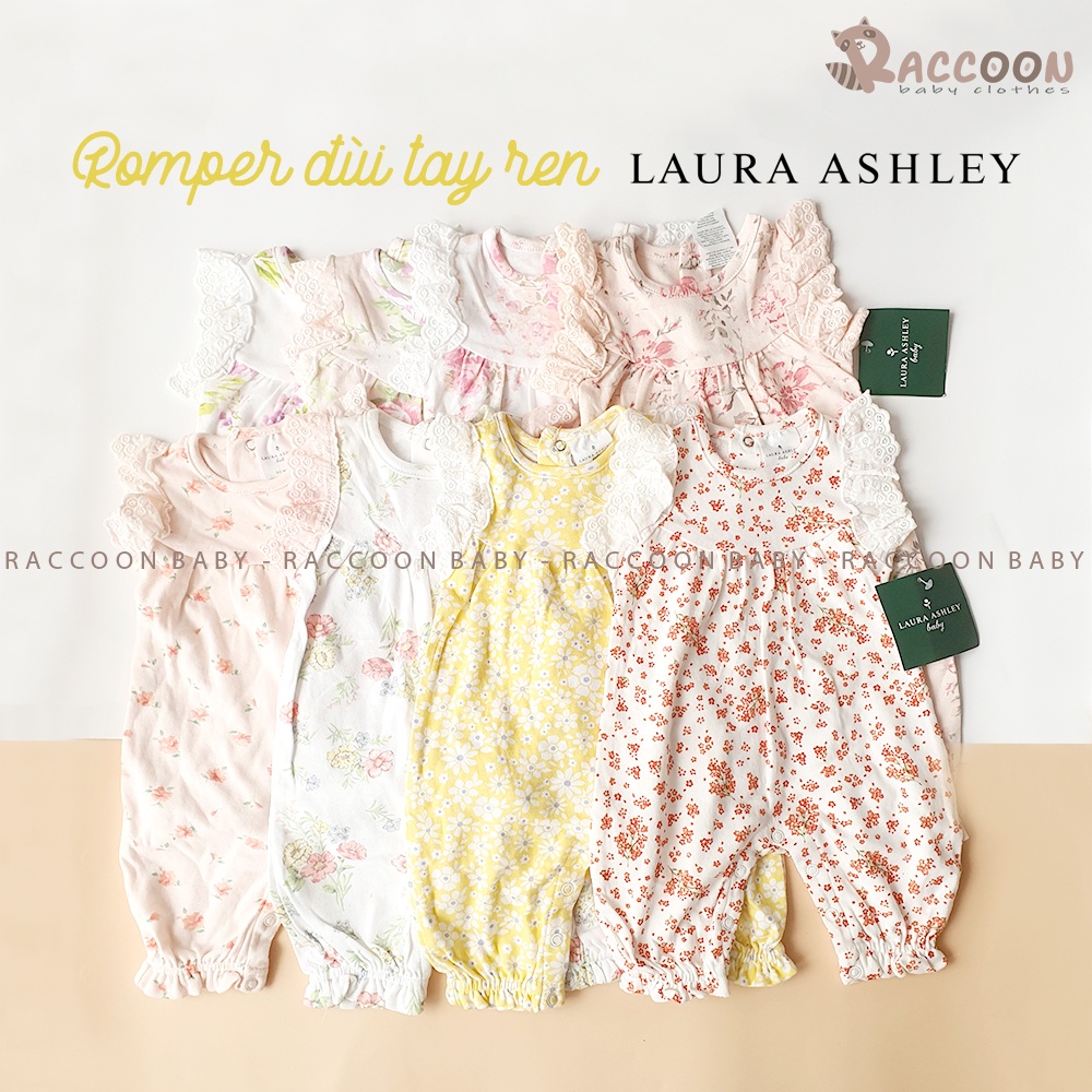 Bộ đồ liền thân đùi tay ren hoa nhí điệu đà jumsuit bé gái Laura Ashley (3-24m)