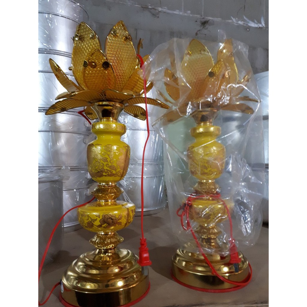 Bộ 2 đèn thờ hoa sen 45cm,đèn thờ cúng cao cấp loại 1 đẹp sang,bảo hành 12 tháng