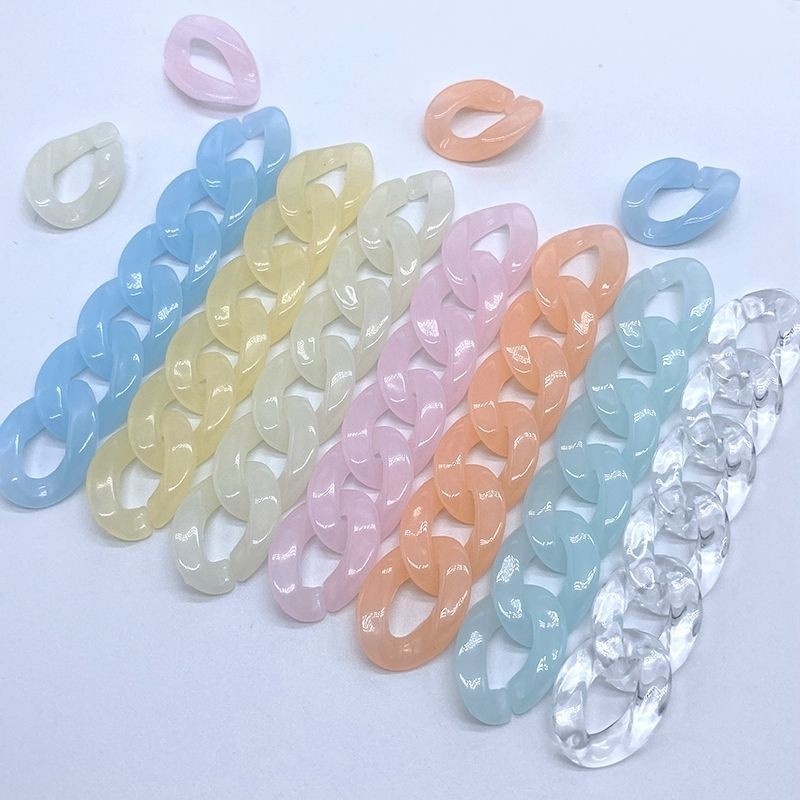 Mắt Xích Xoắn Trong Sữa/ Khoen Nhựa, Mắt Xích Hình Ovan Nhiều Màu Loại Trong Sữa Làm Handmade, Keyring, Case Đt