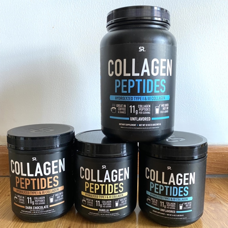 Mẫu mới BỘT COLLAGEN THUỶ PHÂN SR collagen peptides POWDER vị vanilla | dark chocolate | unflavored order US