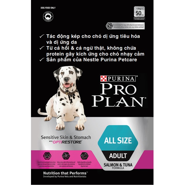 Thức ăn cho chó vị cá hồi nhập khẩu Úc PURINA PRO PLAN (dùng cho chó da nhạy cảm, dị ứng da lông)