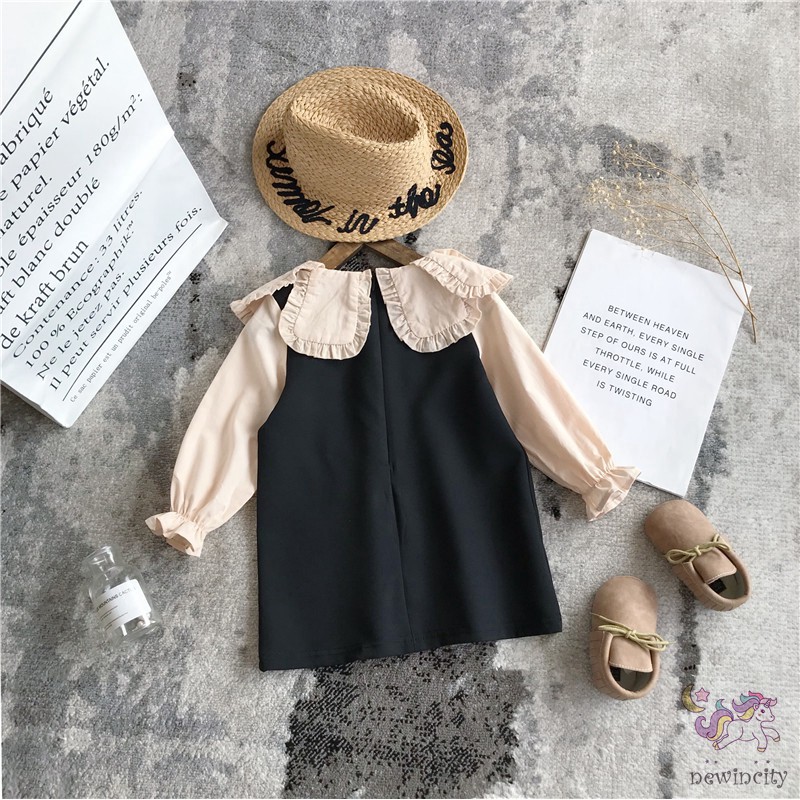 Đầm tay dài phối màu thời trang cho bé gái