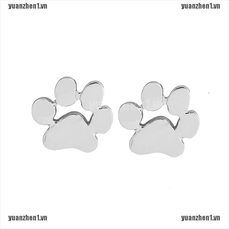 1 Đôi Bông Tai Hình Dấu Chân Chó Mèo Dễ Thương