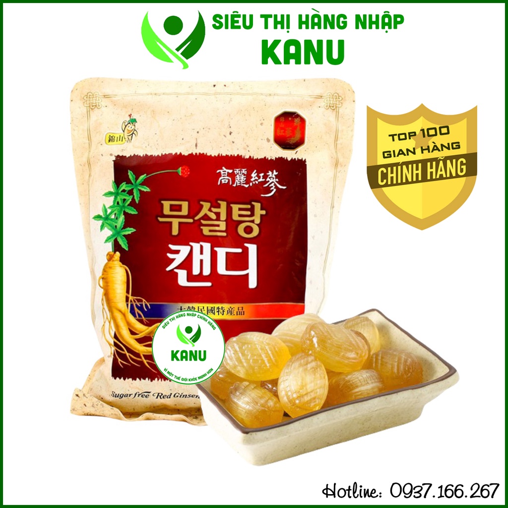 Kẹo hồng sâm không đường cao cấp Hàn Quốc dành cho người tiểu đường 500gr (gói vàng)