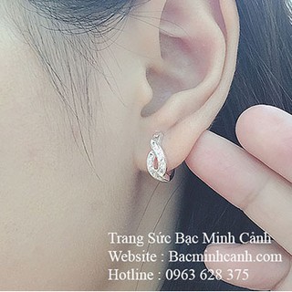 Bông tai bạc nữ dạng khóa bấm