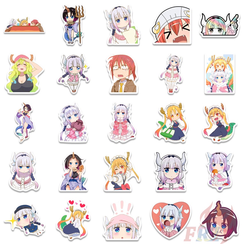 Set 100 miếng dán họa tiết anime Tohru Kanna độc đáo trang trí vali/ máy tính xách tay