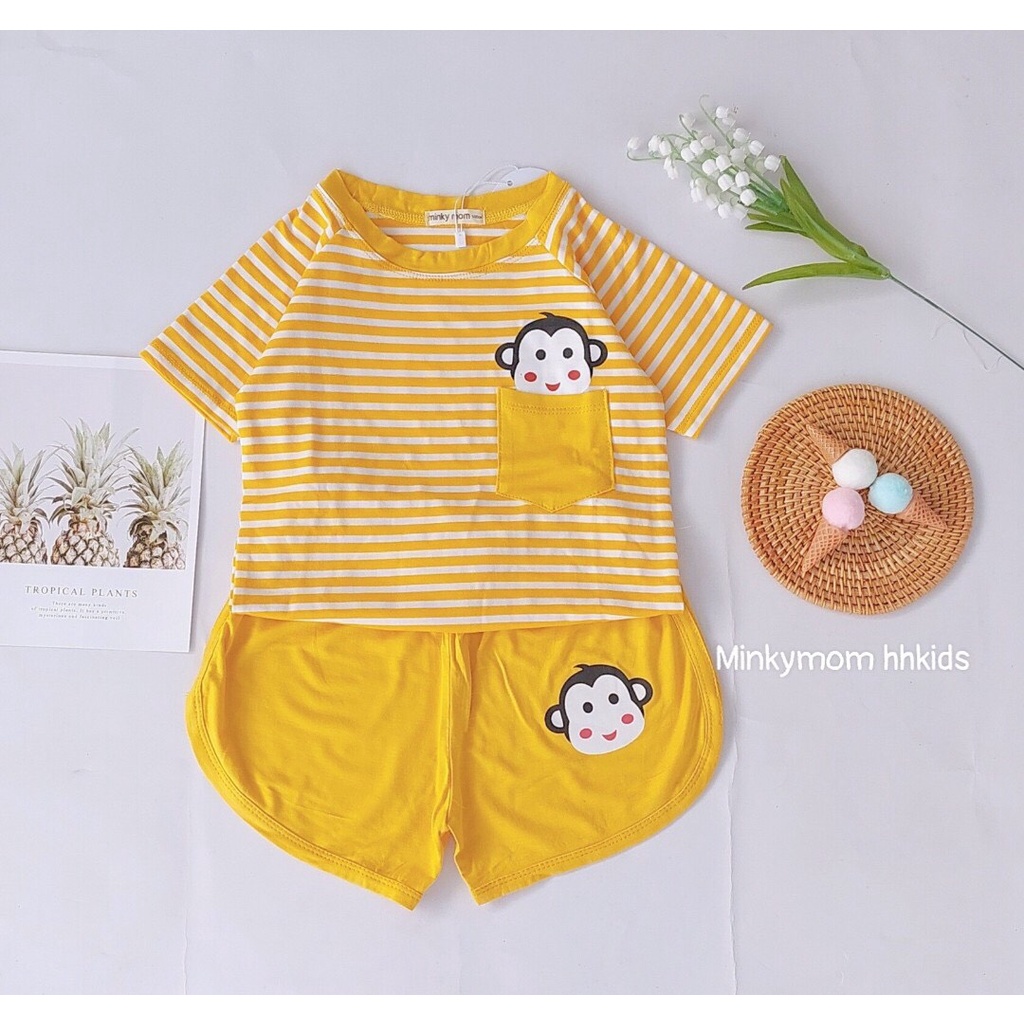 Bộ cộc tay sọc dệt cho bé trai và gái.