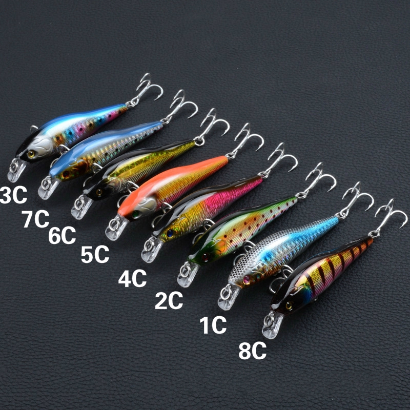 Mồi Câu Cá Giả Bằng Nhựa Cứng 9cm / 9.7g 0.3-0.6m Kèm 6 Móc# Mồi Câu Cá Giả Mắt 3D Có Lưỡi Câu