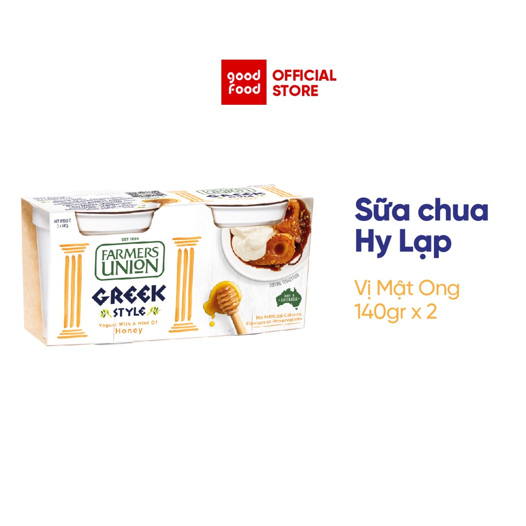 Sữa Chua Hy Lạp Greek Yogurt Farmers Union vị mật ong 140g - 2 hộp