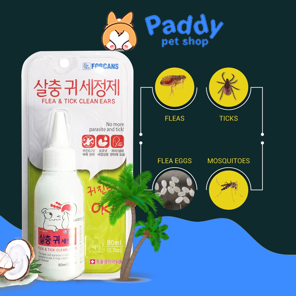 Tẩy Ve Rận Tai Forcans Flea &amp; Tick Clean Ears 80ml