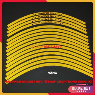 DECAL RACING PHẢN QUANG DÁN VÀNH RCB (TEM CHỈ VÀNH 1 BỘ ĐỦ DÁN 2 BÁNH) (hình thật)