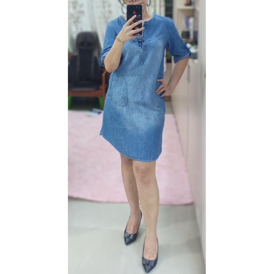 ĐẦM DENIM CỔ TRÒN THỜI TRANG-MÃ MJ04