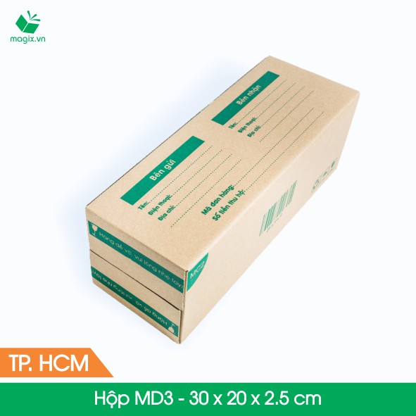 MC2 - 25x9x9 cm - 60 Thùng hộp carton + tặng 25 decal HÀNG DỄ VỠ