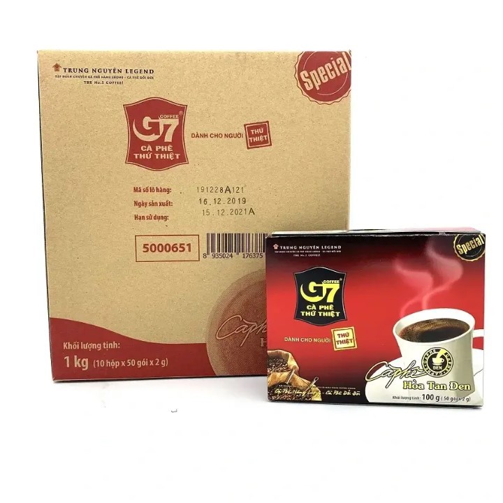 [Chính hãng] Cà Phê G7 Hòa tan Đen - Không Đường - Hộp 50 Gói - Cafe Hoà Tan Trung Nguyên
