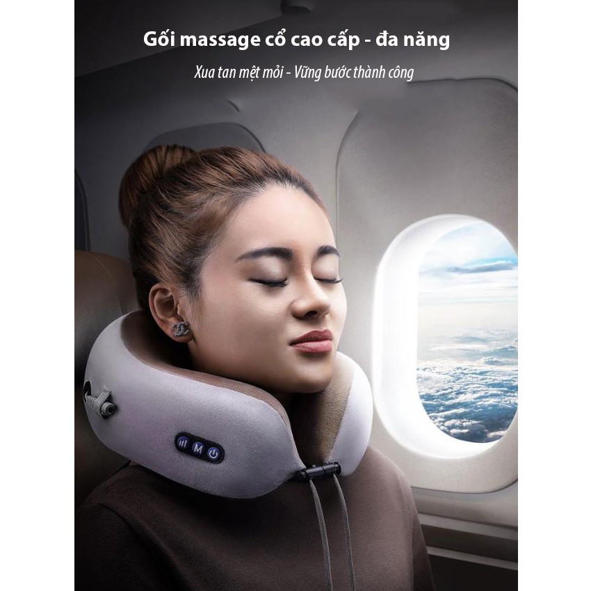 [FREESHIP] Gối massage cổ chữ U cao cấp giúp lưu thông máu huyết kiêm gối ngủ tiện lợi