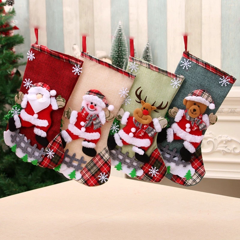 Vớ Treo Trang Trí Cây Thông Giáng Sinh / Năm Mới Hình Ông Già Noel Tuần Lộc / Gấu Dễ Thương