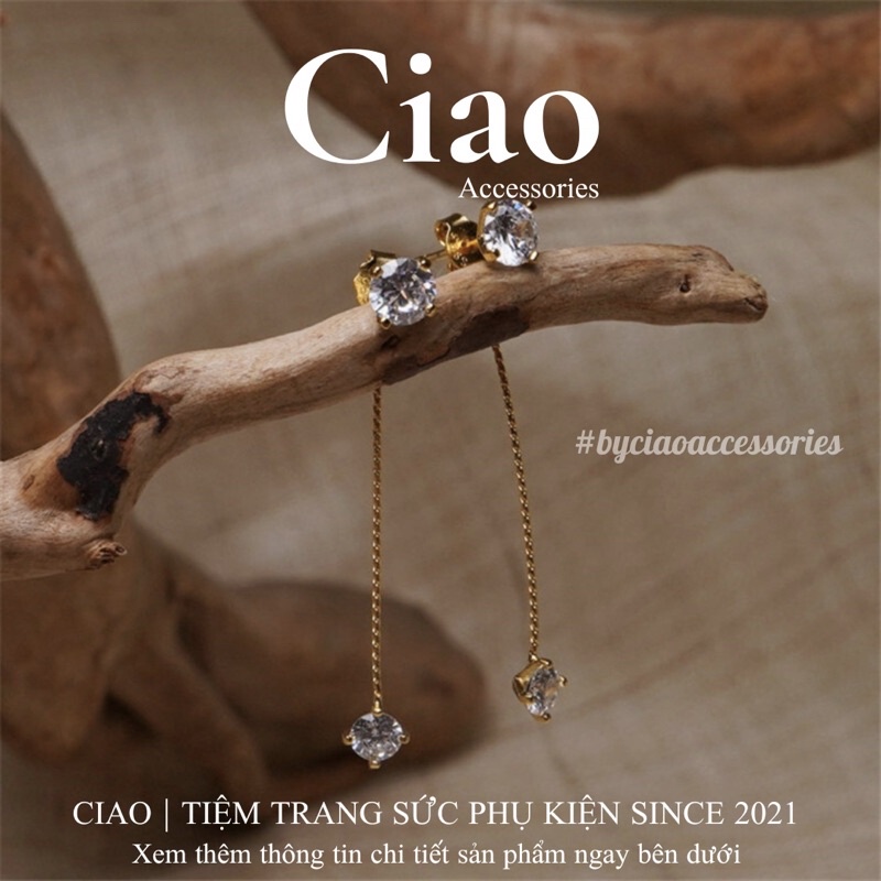 [HOẢ TỐC 1H] Khuyên tai/ Bông tai dáng dài mạ bạc S925 thiết kế đính đá nữ tính Milano Ciao