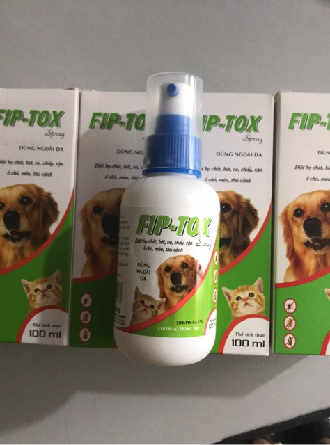 FIP- Tox spray chai 100ml diệt ve rận, bọ chét, trứng rận chó mèo