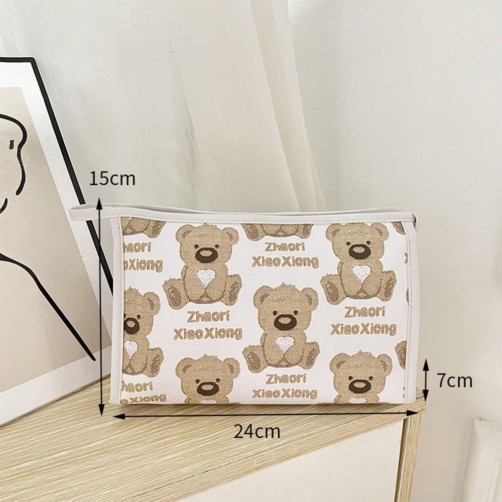 OCEANMAP Túi Đựng Mỹ Phẩm Chống Thấm Nước Có Khóa Kéo Hình Gấu Dễ Thương