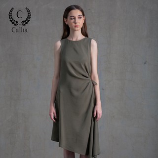 [Mã FASHIONMALLT4 giảm 15% đơn 150k] Đầm nữ midi Callia Joy dáng suông sát nách (Xanh rêu)