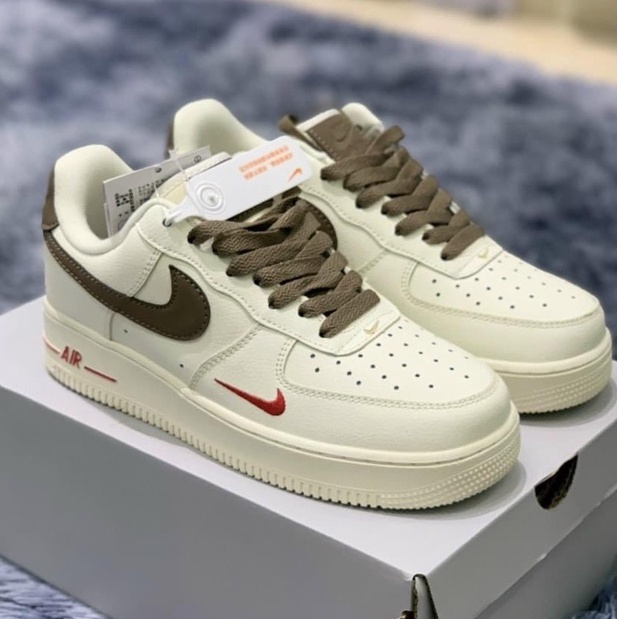 Giày thể thao AF1 vệt nâu nam nữ Giầy sneaker air force 1 low premium white brown nam nữ cực chất dễ phối đồ 2021