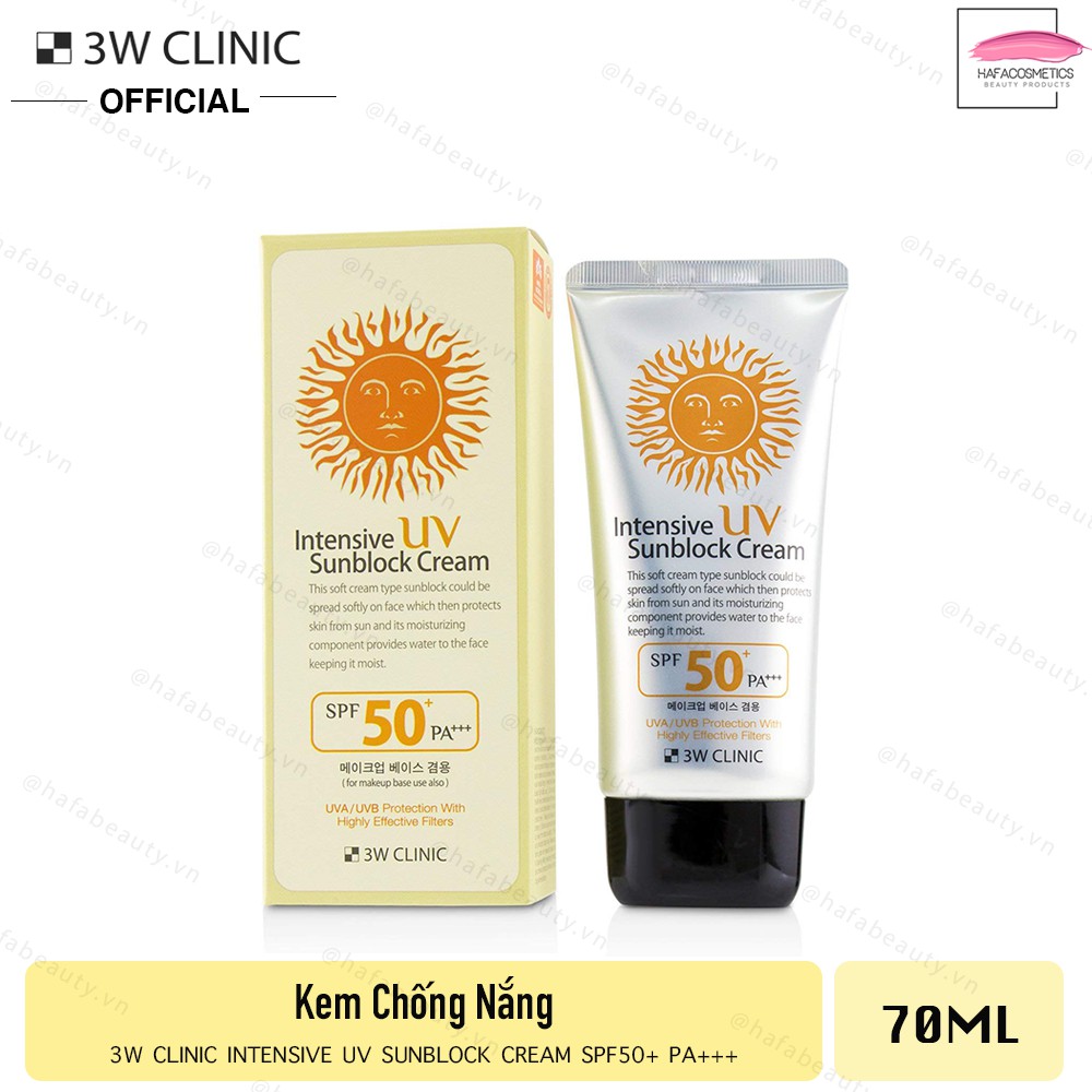 Kem chống nắng 3W Clinic UV Sunblock Cream SPF 50+ PA+++ 70 ml _ 3W Clinic Chính Hãng