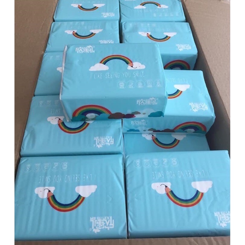 ❣THÙNG 30 GÓI - 300 TỜ] KHĂN GIẤY ĂN CẦU VỒNG XIN MIER CAO CẤP