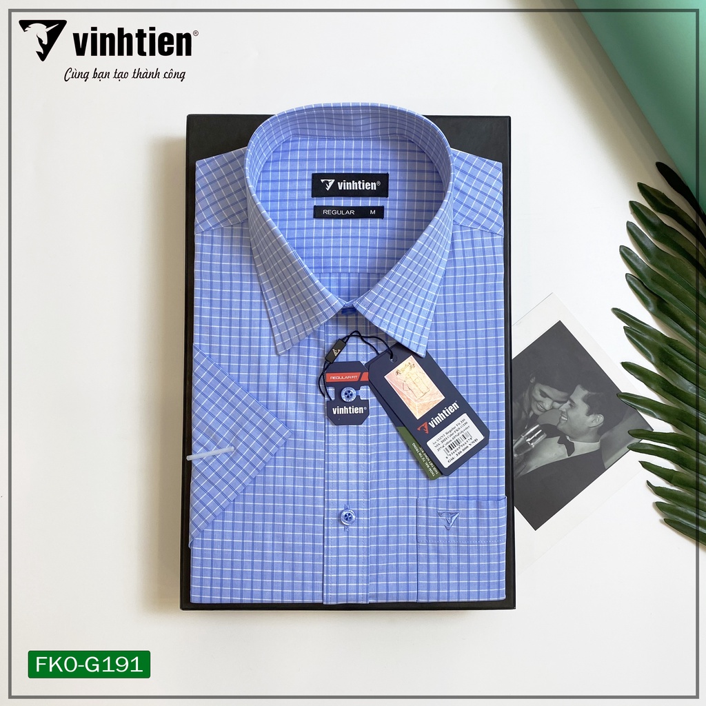 Áo Sơ Mi Nam Tay Ngắn Vĩnh Tiến Form Regular Vạt Ngang 330 - Mẫu 2
