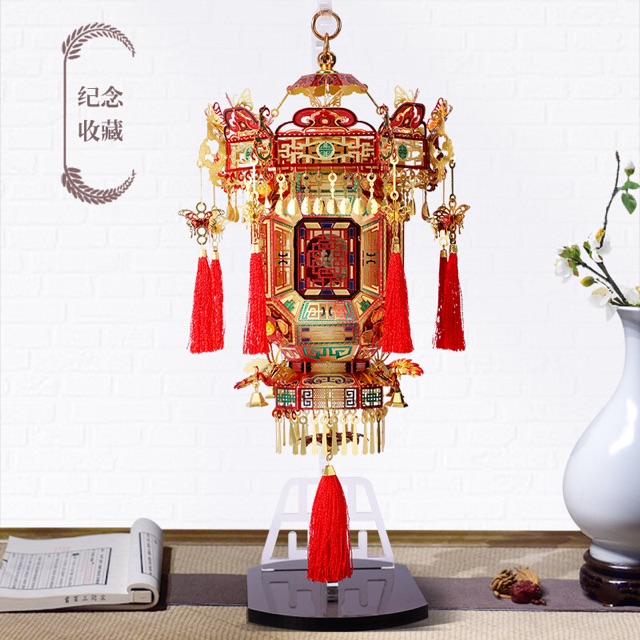 📌 Mô hình lắp ghép kim loại 3d 🏮🏮 Đèn Lồng May Mắn tặng kèm đèn