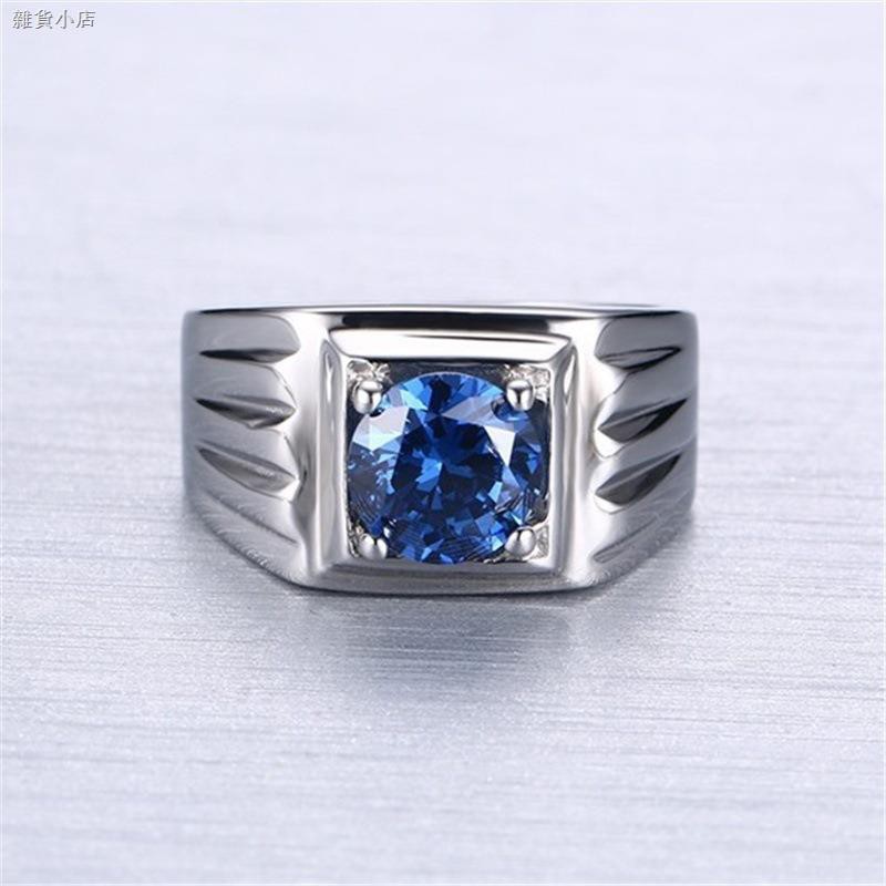 ✆Không có số☁Nhẫn đính đá Zircon xanh thời trang Hàn Quốc