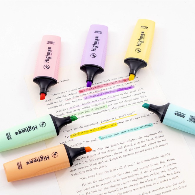 Bút highlight pastel đánh dấu nhiều màu chất lượng cao loại nắp đen BMBooks