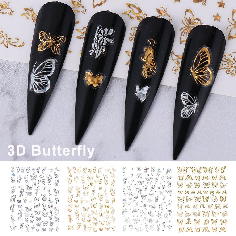 MAXG Sticker Dán Móng Nghệ Thuật Màu Vàng / Bạc Holographic