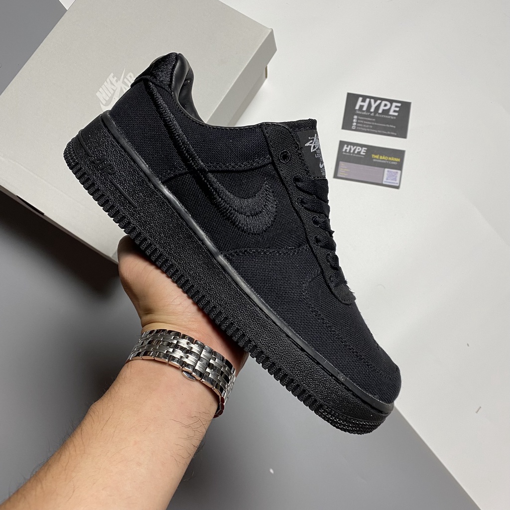 Giày Air Force 1 Low Stussy Triple Black (af1 full đen) - Hype Sneaker | Phiên bản 1:1 chuẩn