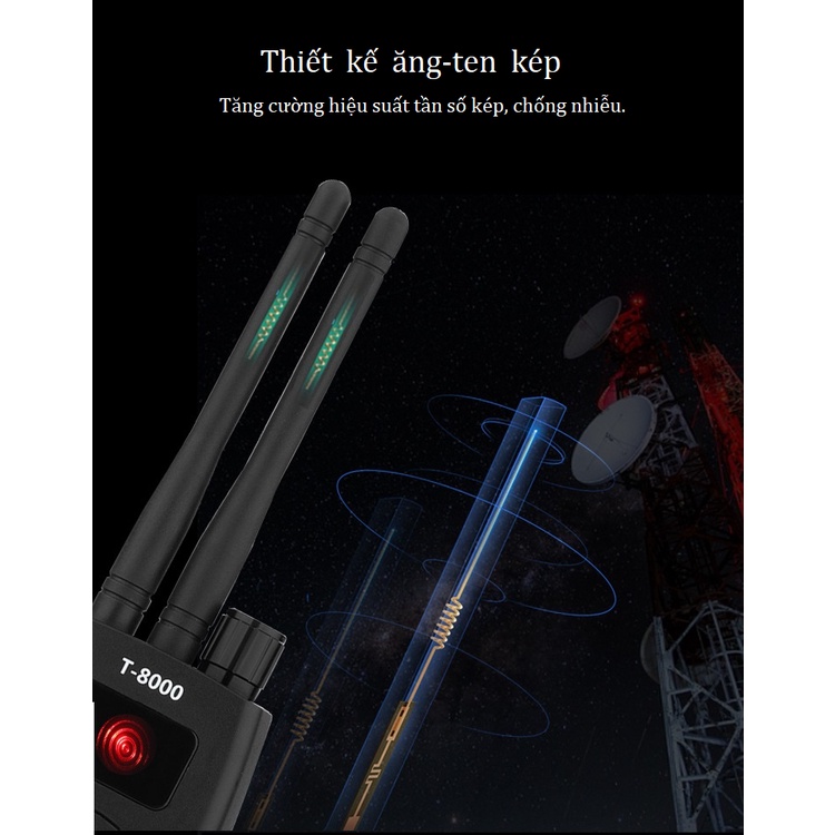 Máy Dò Phát Hiện Theo Dõi Camera, GPS, Định Vị Detector T8000