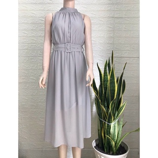 Đầm maxi cổ yếm đai eo MLXL [Kèm ảnh thật]