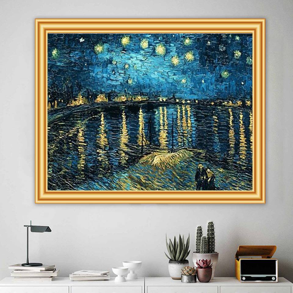 Bộ Tranh Đính Đá 5d Họa Tiết Tranh Van Gogh Độc Đáo Diy