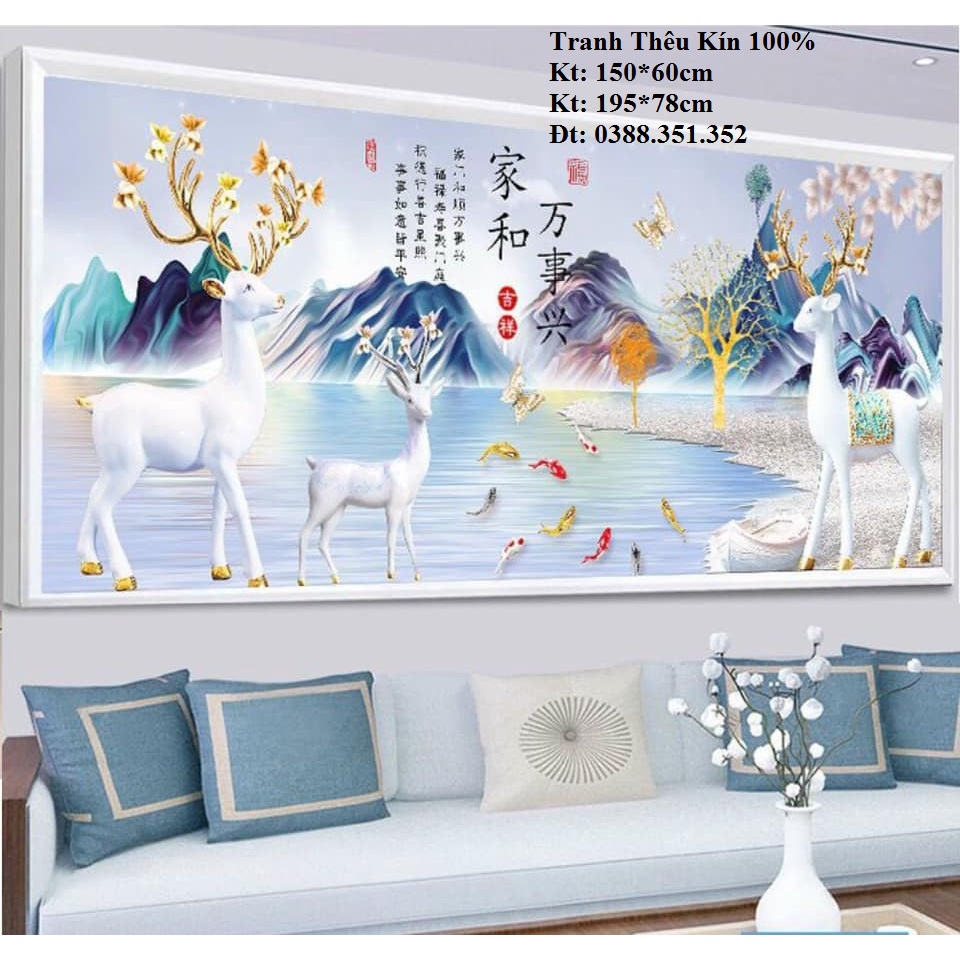 Tranh thêu chữ thập phong cảnh hươu tài lộc MHH0874 MHH0873 MN0181 TT2744 TT2748 HH0888 HH0889