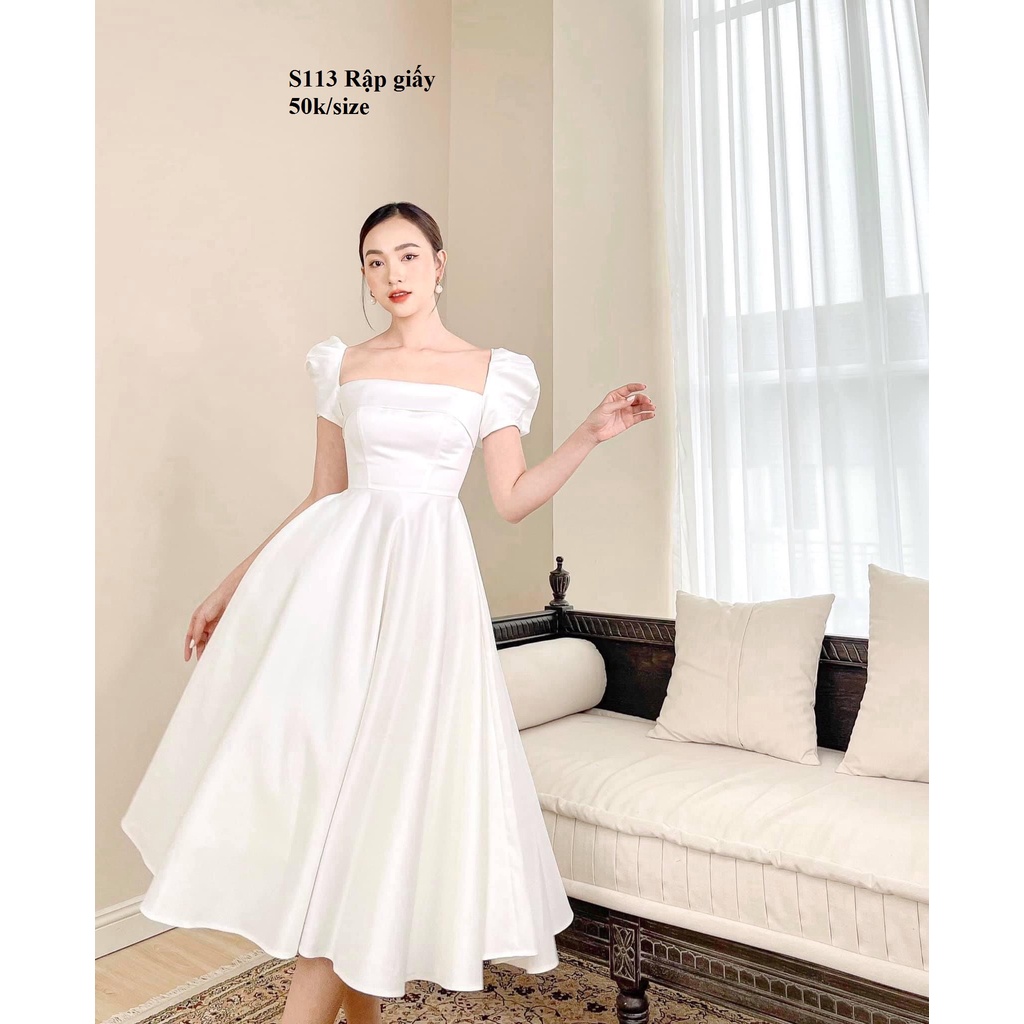 RẬP GIẤY S113 RẬP ĐẦM CỔ VUÔNG TAY BỒNG