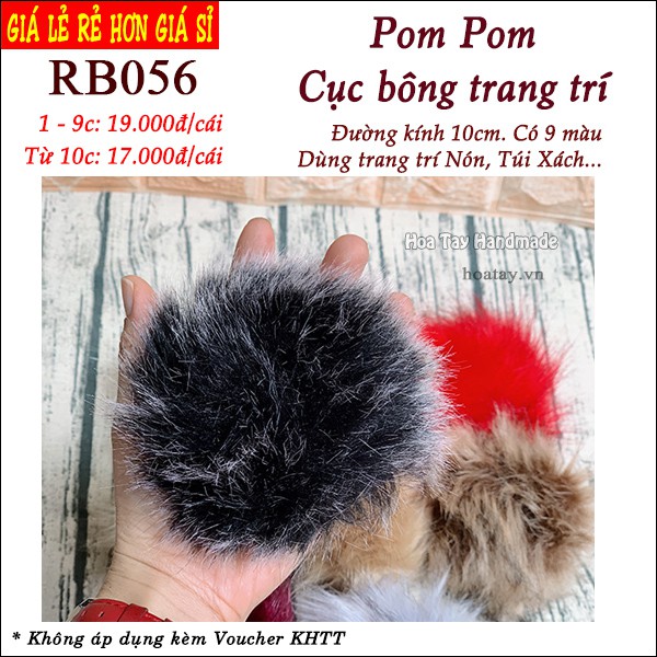 Pom Pom - Cục bông trang trí nón, túi xách, trang sức 10cm RB056